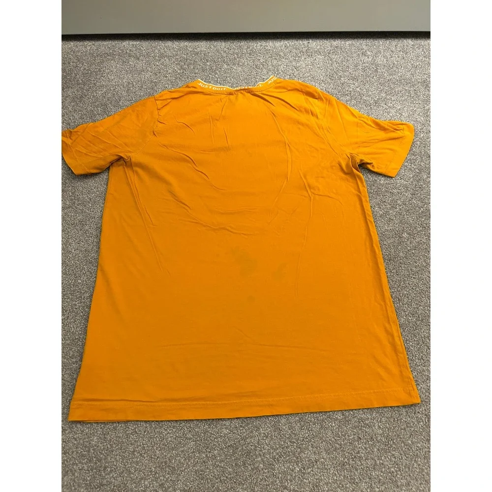 Nike T-Shirt Mens Large Orange Good Just Do It Ribbed Neck Embroidered Logo